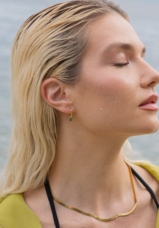 Emerald Hoop Earrings