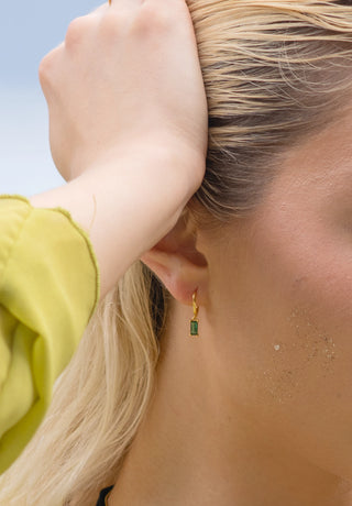 Emerald Hoop Earrings